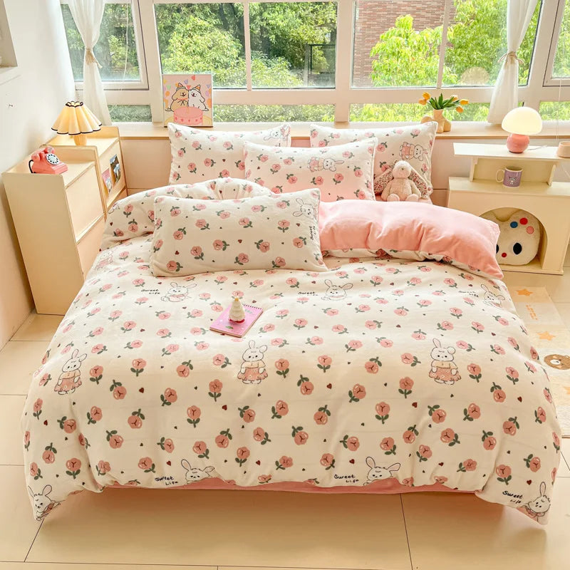 Afralia™ Soft Flannel Comforter Cover: Cute Pattern, Skin-Friendly for Warm, Cozy Sleep