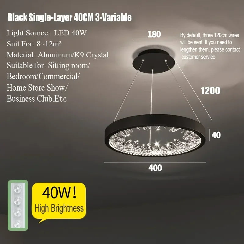 Afralia™ Luxury Crystal Circle Rings Ceiling Chandelier for Living Room and Bedroom
