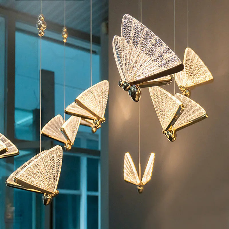 Afralia™ Butterfly LED Pendant Chandelier for Home Decor and Kitchen Lighting