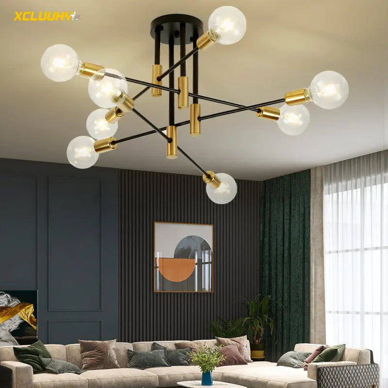 Afralia™ Sputnik Ceiling Lights: Modern Semi Flush Mount LED for Bedroom, Living Room