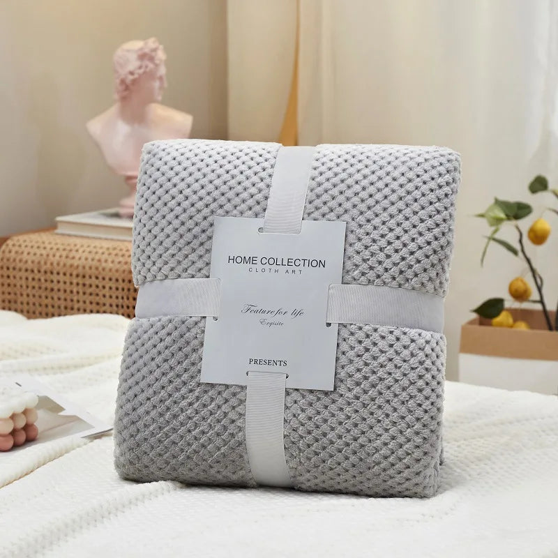 Afralia™ Pineapple Grid Flannel Blanket: Lightweight & Cozy for All Seasons