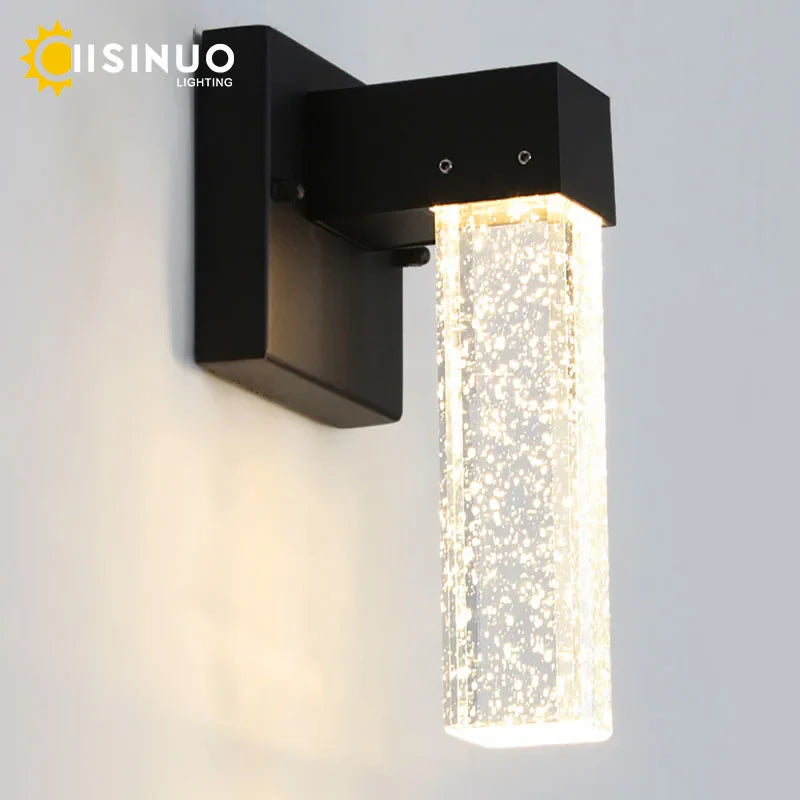 Afralia™ Crystal LED Outdoor Wall Light IP65 Waterproof Sconce for Balcony Garden