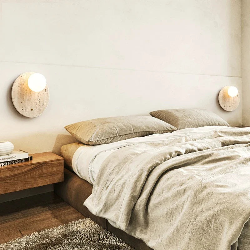 Afralia™ Cave Stone Wall Lamp Natural Yellow for Bedroom Vintage Japanese Style