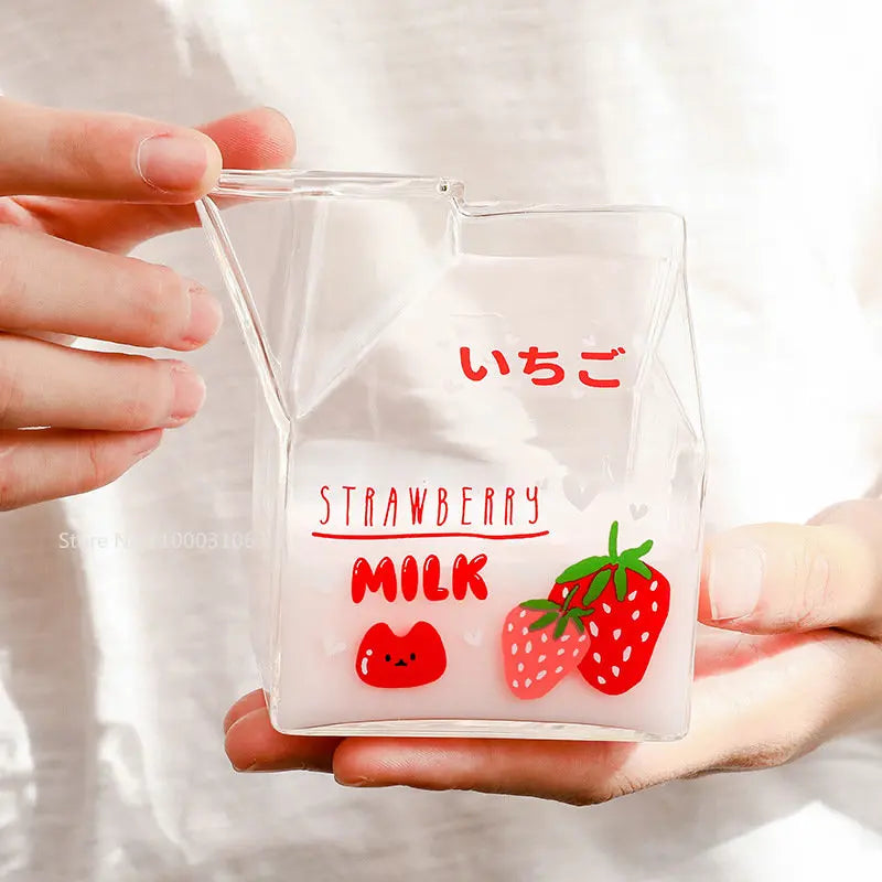 Afralia™ Square Glass Milk Cup, 250ml, Microwave Safe, Japanese Style Home Kitchen Tableware