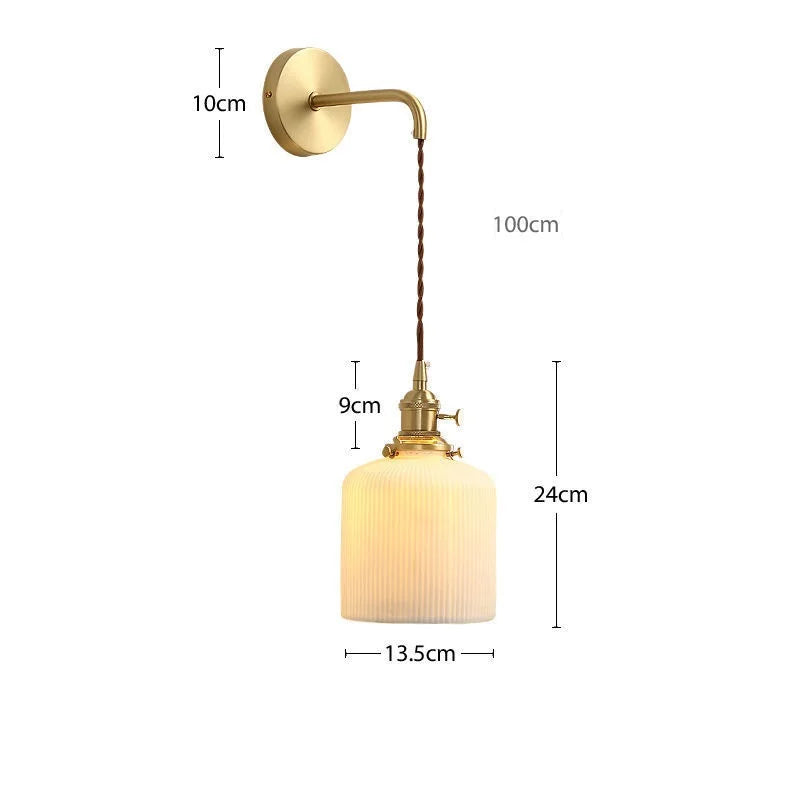 Afralia™ Nordic LED Wall Light Copper Ceramic Bedroom Living Room Lamp