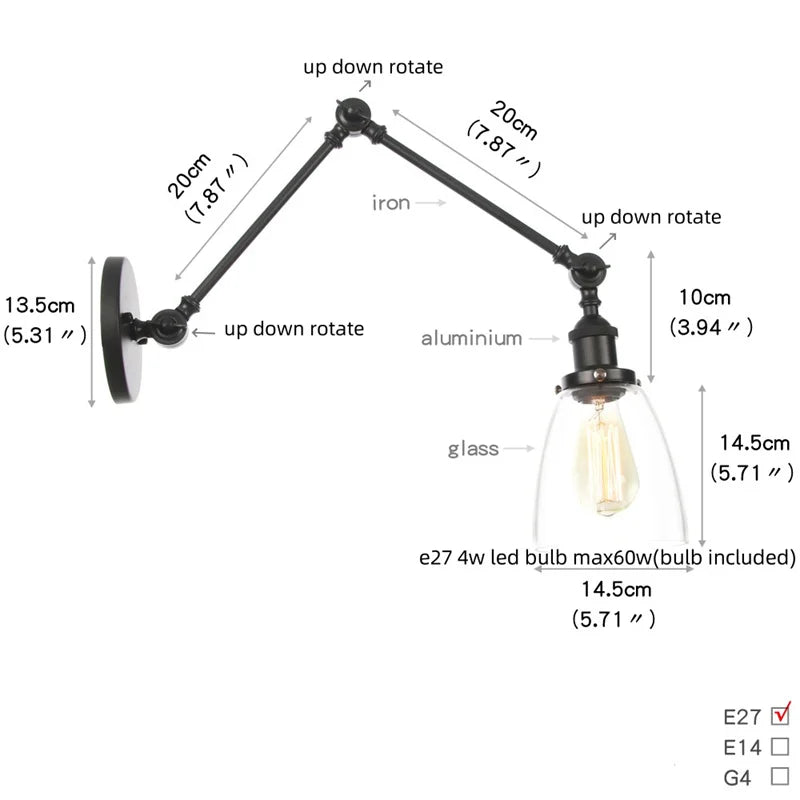 Afralia™ Black Vintage Swing Arm Wall Lamp - Adjustable Industrial Loft Design