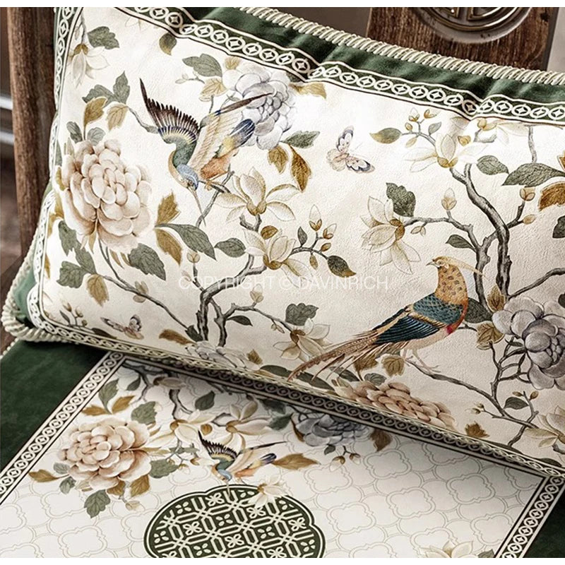 Afralia™ Dream Floral Birds Print Oriental Cushion Covers for Luxury Sofa