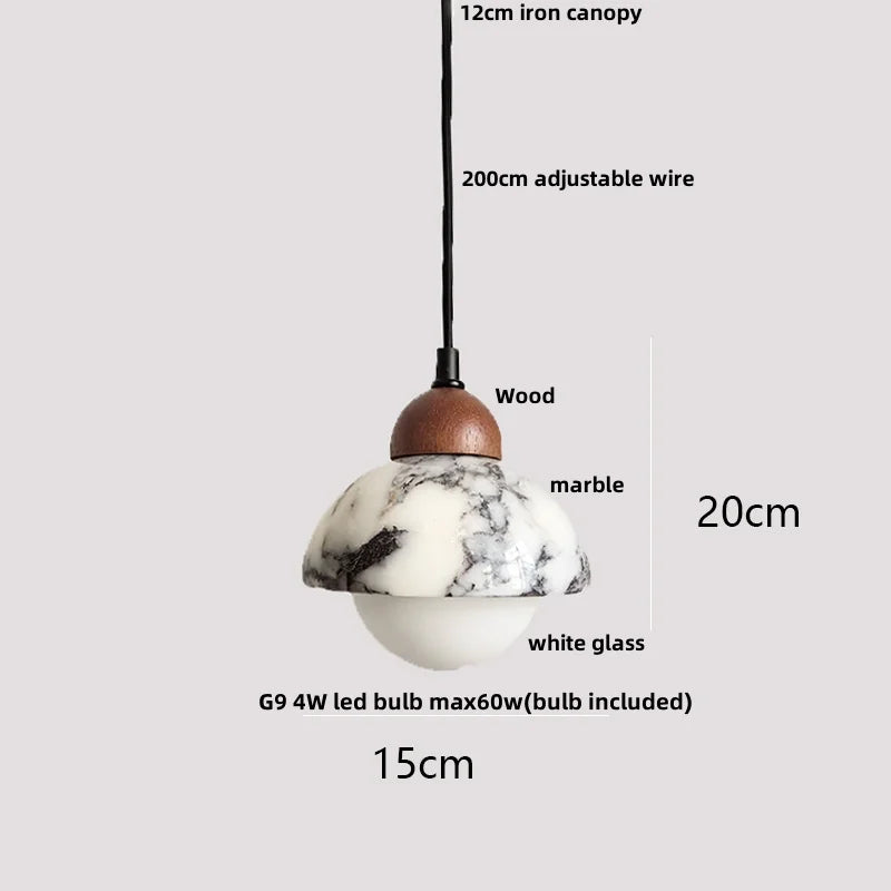 Afralia™ Marble LED Pendant Lamp Modern Nordic Glass Hanging Lights