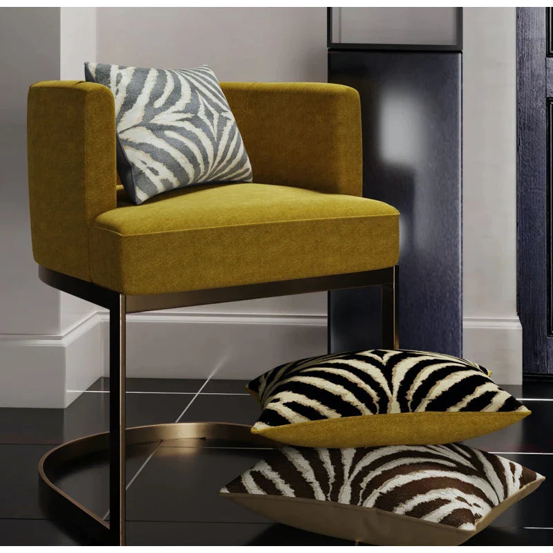 Afralia™ Gold Zebra Pattern Jacquard Pillow Cover - Modern Luxury Decor