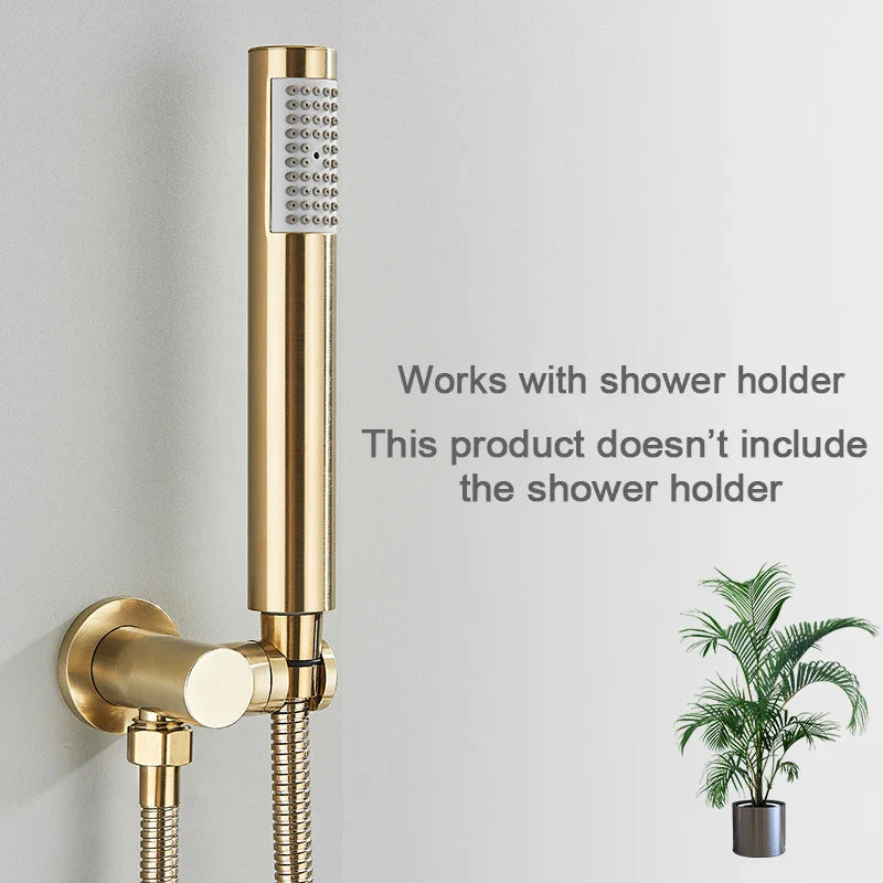 Afralia™ Brushed Gold Round Hand Shower - Stainless Steel Bathroom Nozzle Sprayer