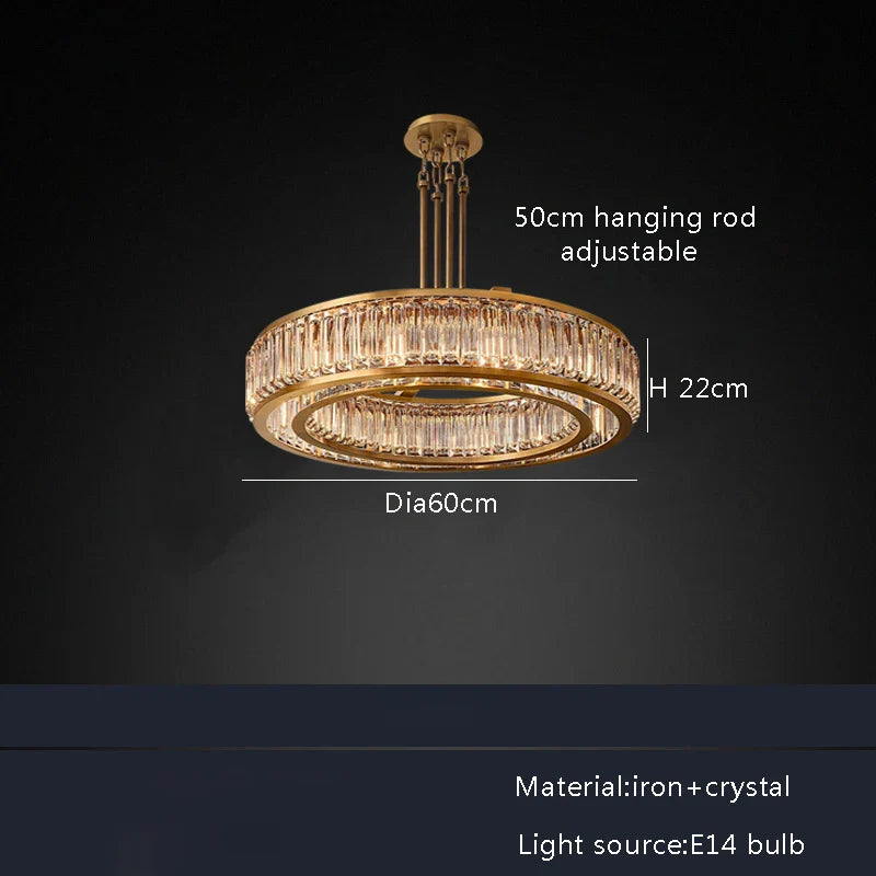 Afralia™ Gold Crystal Ceiling Chandelier LED Light Fixture for Luxury Home Decor