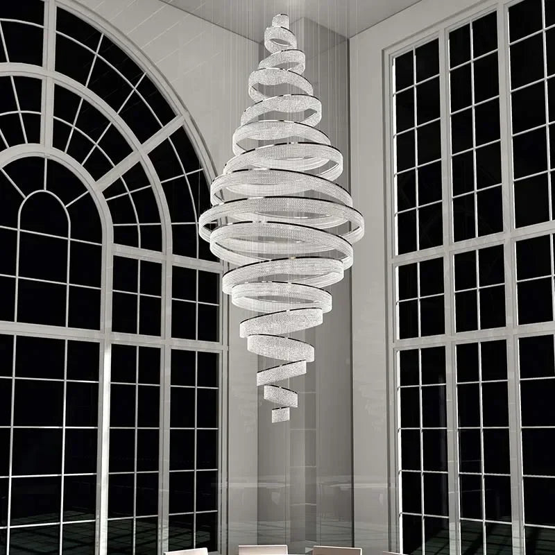 Afralia™ Modern Crystal LED Chandelier Ring for Living Room Lobby - Chrome Finish