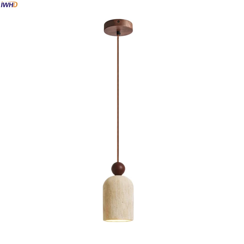 Afralia™ Vintage LED Pendant Lamp Yellow Travertine Kitchen Living Room Bedroom Décor