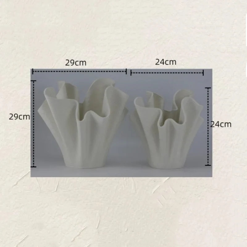 Afralia™ Geometric Pleated Ceramic Flowerpot & Flower Vase for Home Décor