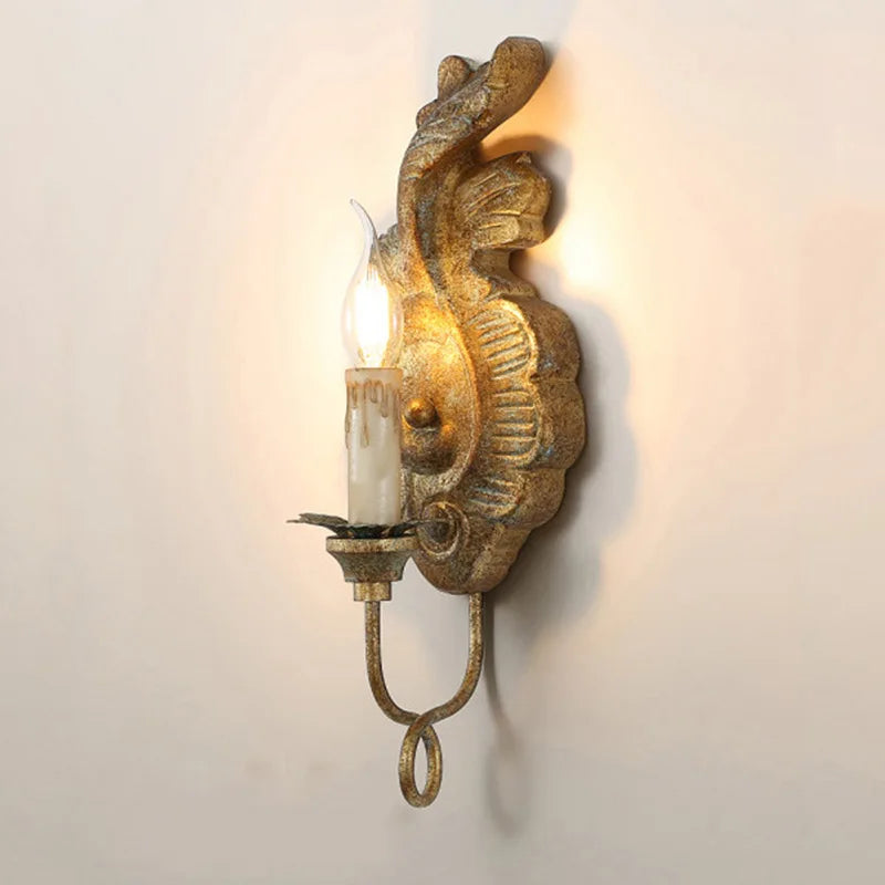 Afralia™ Solid Wood Retro Wall Lamp: French Vintage Style for Living Room, Bedroom, Corridor