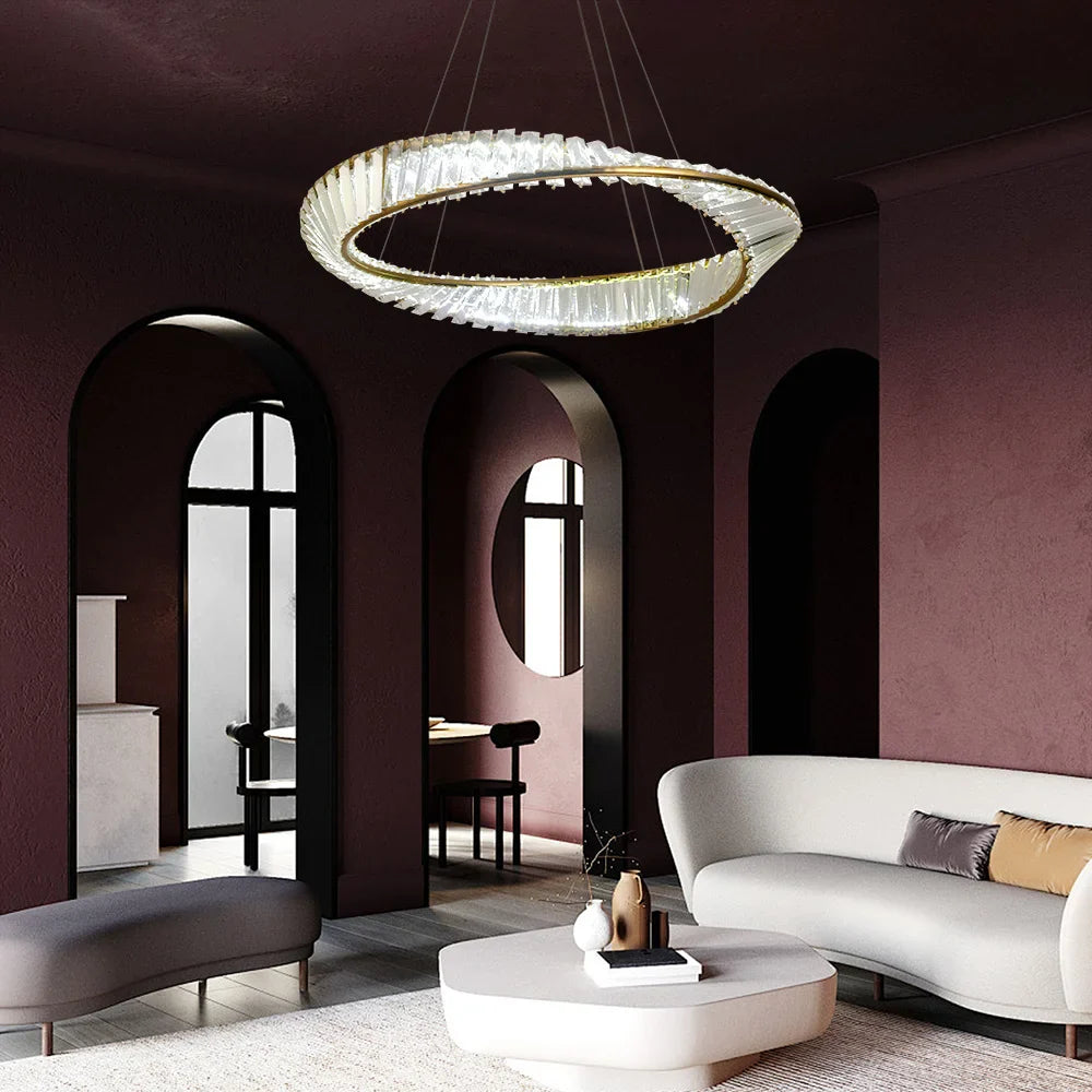 Afralia™ Ring LED Pendant Light: Luxury Gold Chandelier for Home Decoration