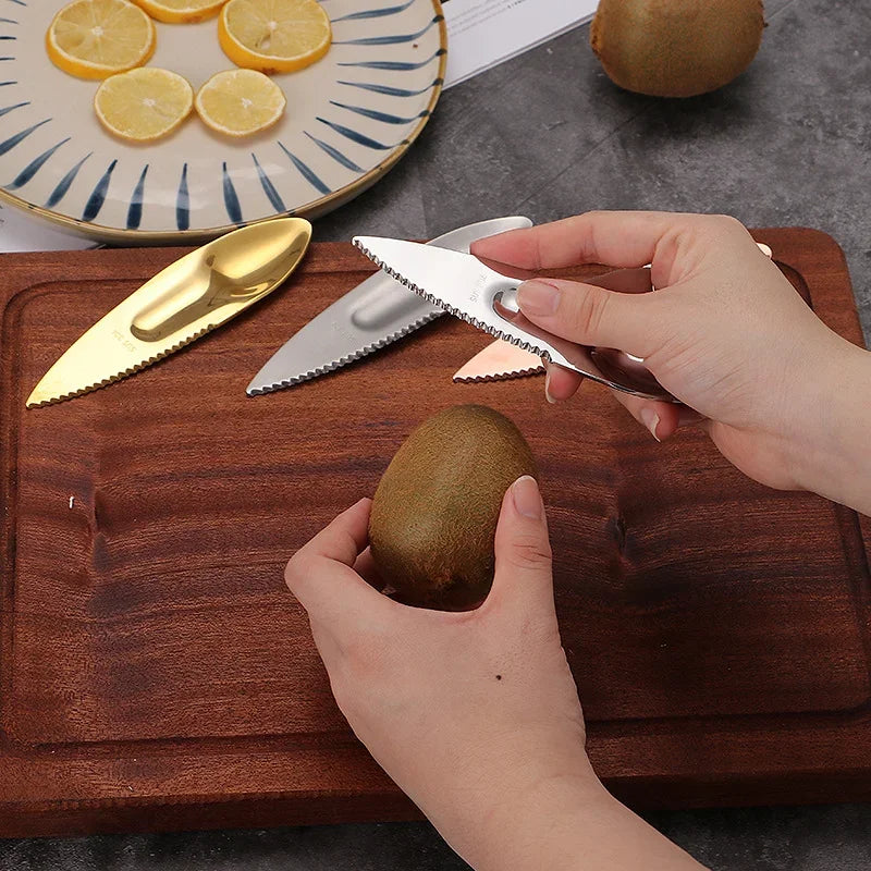 Afralia™ Stainless Steel Kiwi Fruit Knife Spoon Divider Opener Passion Fruit Opener