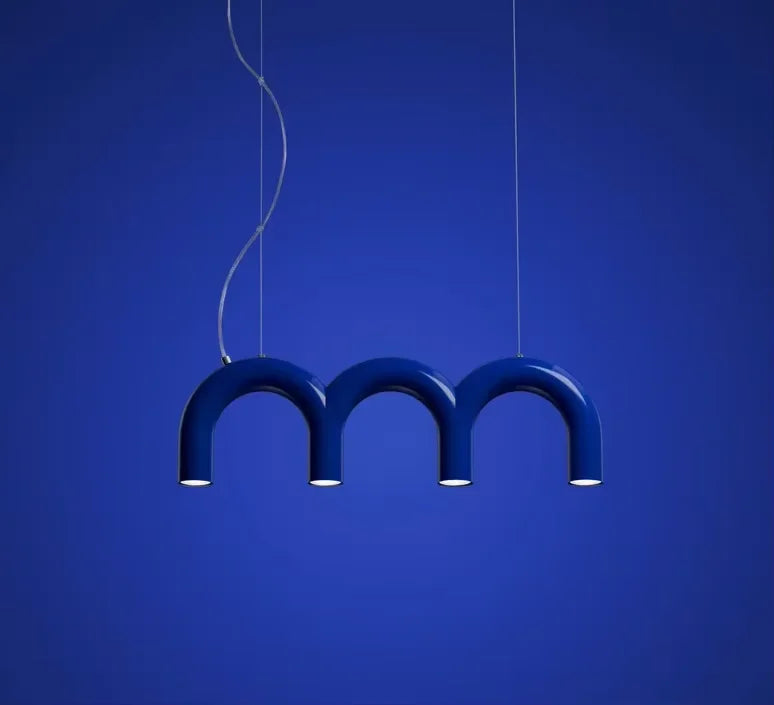 Afralia™ Blue Metal Arch Chandelier Pendant Light - Modern Design for Home Décor