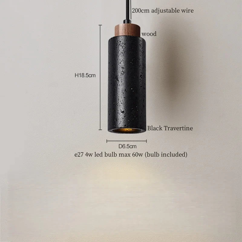 Afralia™ LED Pendant Lights Black Travertine Table Hanging Lamp for Bedroom Living Dining Room