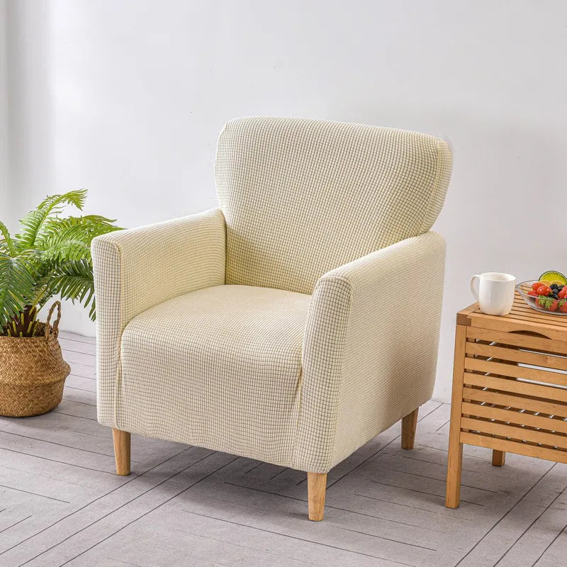 Afralia™ Stretch Fleece Sofa Cover: Solid Color Seat Slipcover for Single Round Sofas