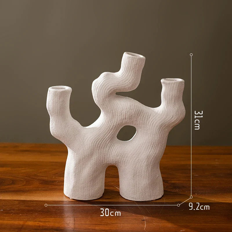 Afralia™ Ceramic Geometric Vase - Modern Stoneware Abstract Flower Arrangement Home Decor