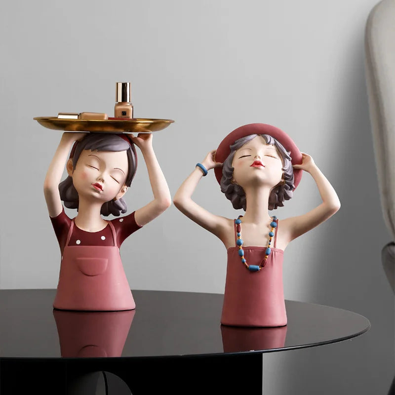 Afralia™ Sunny Girl Figurine: Resin Summer Home Decor Sculpture