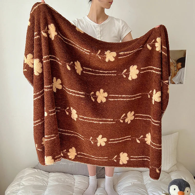 Afralia™ Boho Printed Blanket: Cozy, Multi-Functional, Half-Flannel Shawl, Single/Double Bedspread