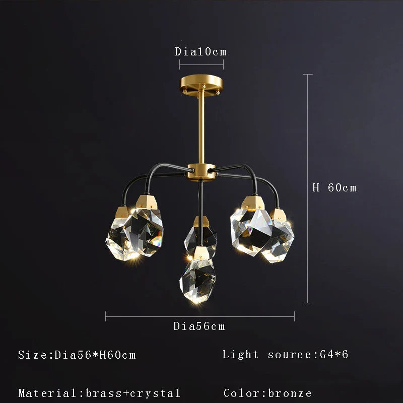 Afralia™ Crystal Chandelier Ceiling Light Modern Design for Living Room Dining Area