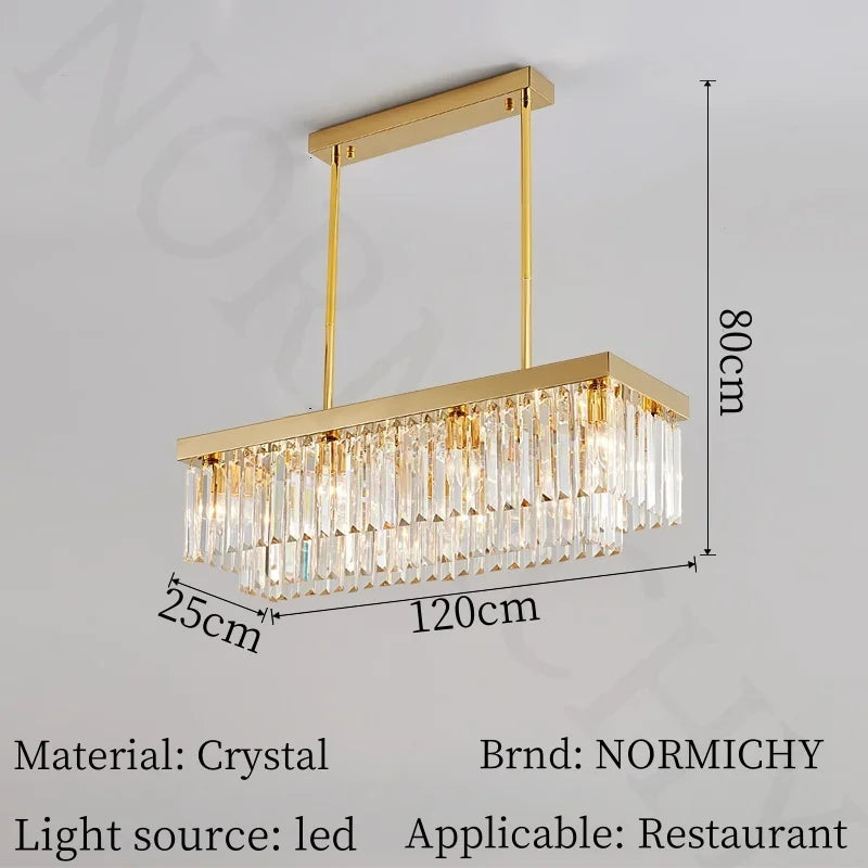 Afralia™ Crystal Chandelier: Nordic Minimalist Rectangular Restaurant Lighting