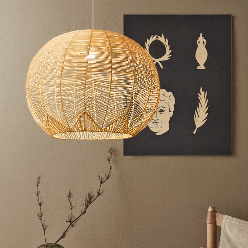 Afralia™ Zen Bamboo Pendant Light for Home Decor in Living Room and Restaurant