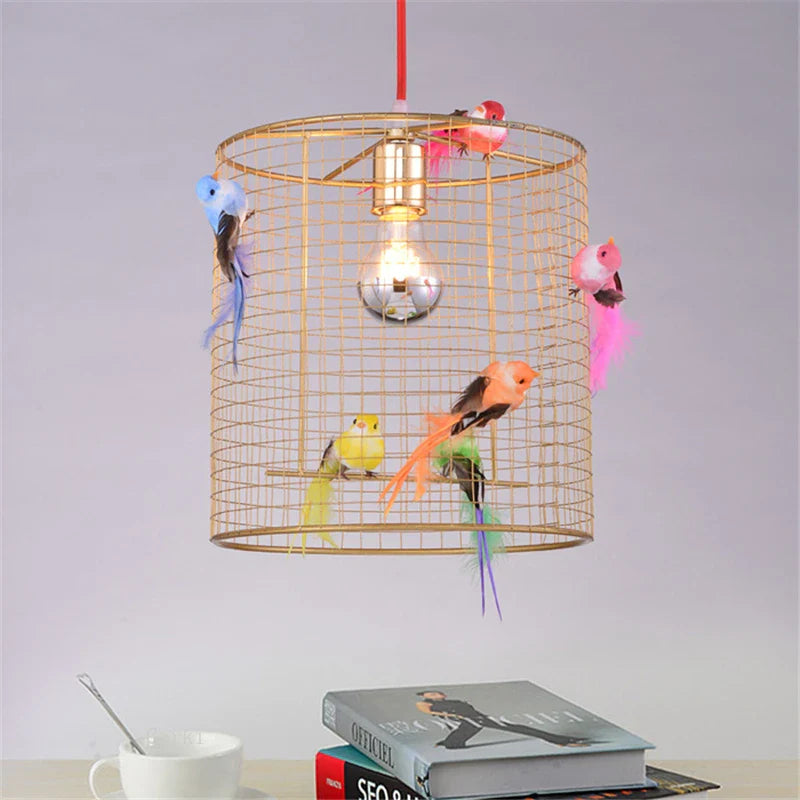 Afralia™ Bird Cage Pendant Lamp: Nordic Loft Home Bedroom Light Gold Decor