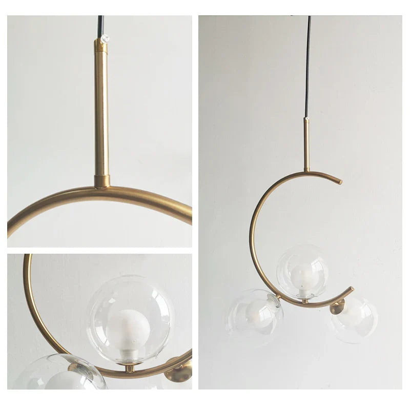 Afralia™ Glass Ball LED Chandelier for Dining Room, Kitchen, Bedroom, Bar