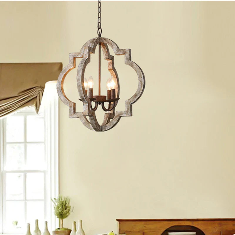 Afralia™ Solid Wood Chandelier: Elegant Pendant Light for Home Improvement