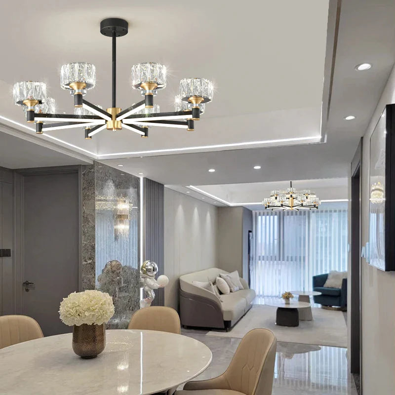 Afralia™ Crystal Chandelier Modern Luxury Light for Living Hall Dining Bedroom