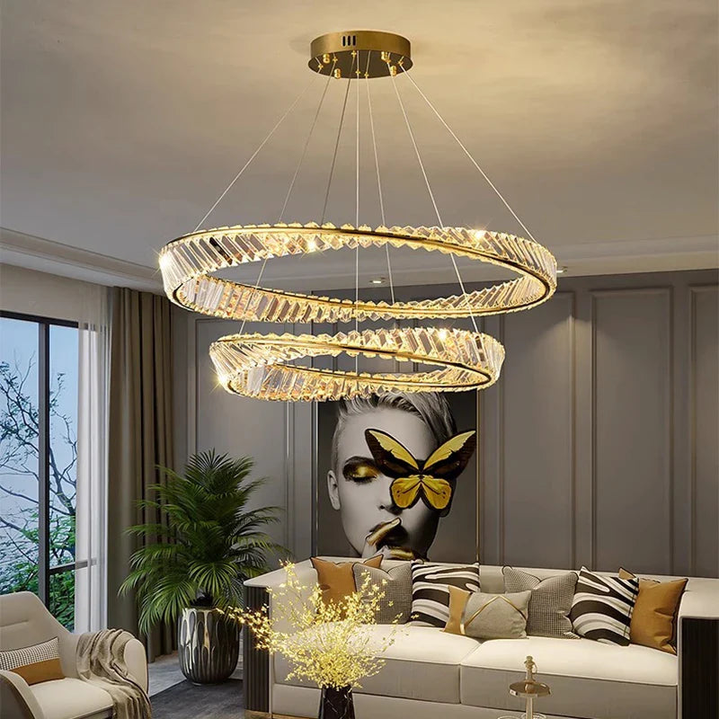 Afralia™ Crystal Chandelier: Luxury Pendant Lamp for Living Room and Bedroom