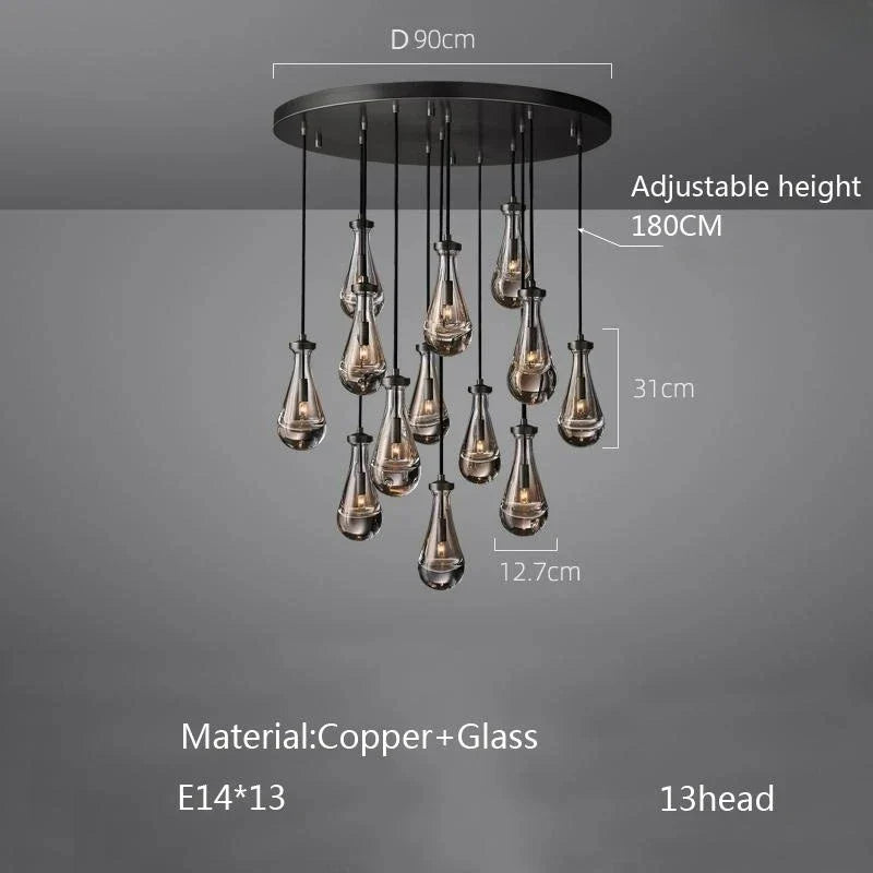Afralia™ Waterdrop Glass Pendant Light: Modern LED, Lobby Accent for Home, Hotel, Staircase Decor