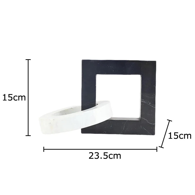 Afralia™ Geometric Knot Sculpture Desk Decor - Abstract Square Ring Statue