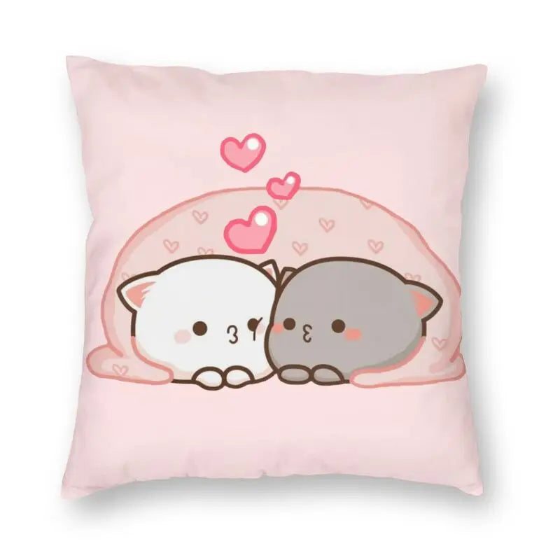 Peach Cat Decorative Pillow Case by Afralia™ - Soft Cushion Cover for Home Sofa