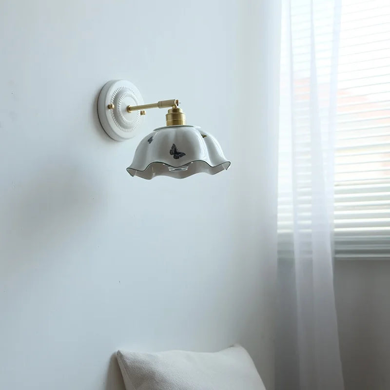 Afralia™ Butterfly Ceramic LED Wall Lamp Home Indoor Lighting Stair Mirror Light