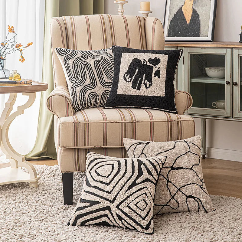 Afralia™ Geometric Line Art Cushion Cover for Home Sofa Bed