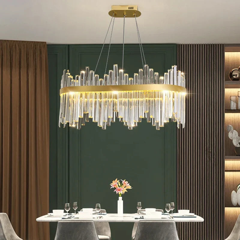 Afralia™ Shiny Crystal Chandelier Dimmable LED Luxury Ceiling Light