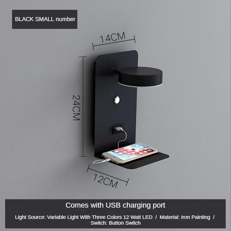 Afralia™ LED Shelf Wall Lamp with USB Charging Port & Switch