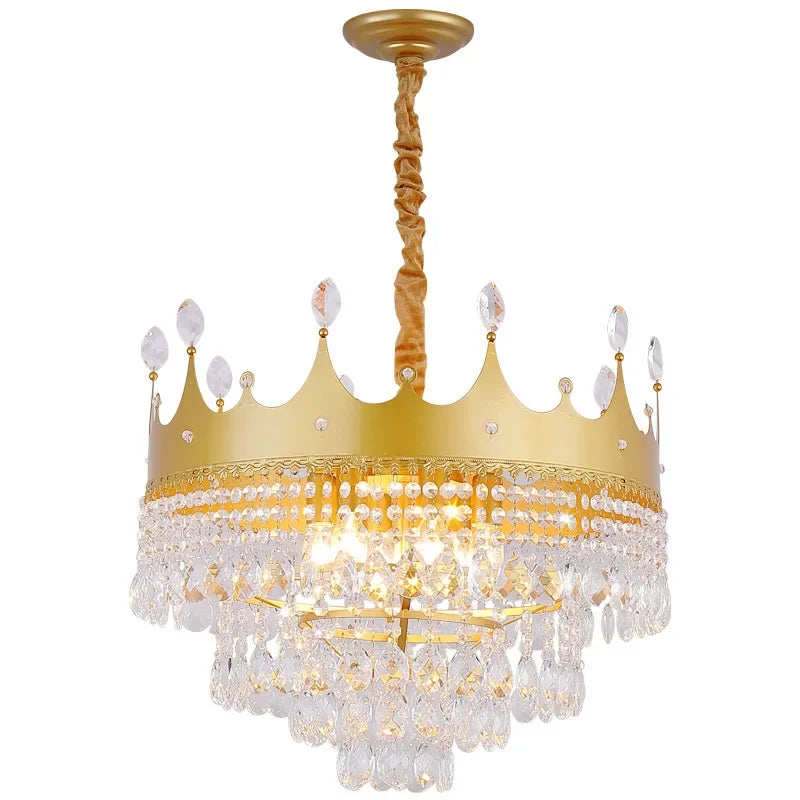 Afralia™ Matte Black/Gold Crown Chandelier for Dining Living Room Shop Fixture