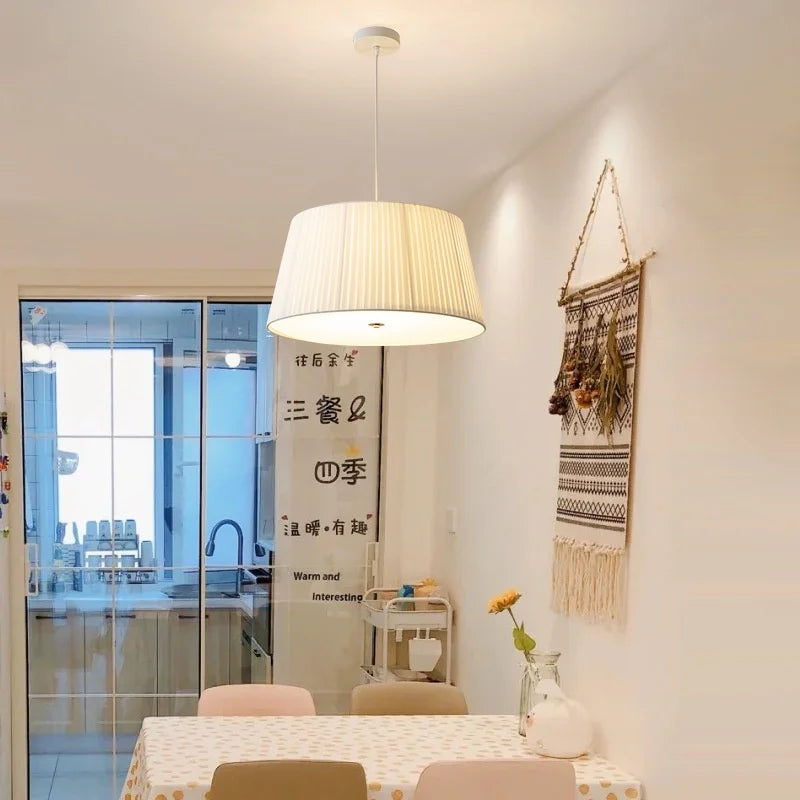 Afralia™ Nordic Fabric LED Chandelier Minimalism Pendant Light for Bedroom Dining Room