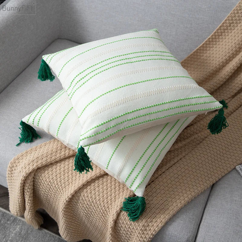 Afralia™ Woven Stripe Cushion Cover for Home Sofa Bed Bedroom Living Room