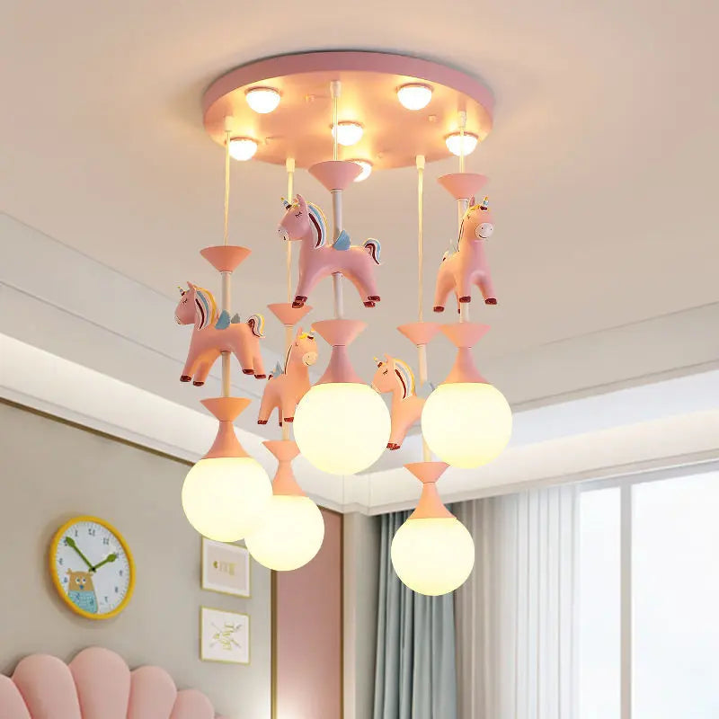 Afralia™ Kids Dream Carousel Chandelier: Modern, Creative & Cute Bedroom Pendant Light