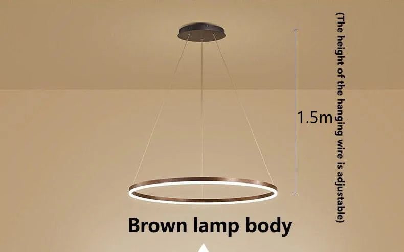 Afralia™ Modern Black Gold LED Ring Chandelier for Dining Living Room Lighting