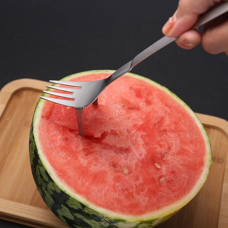 Afralia™ Watermelon Slicer Fork Stainless Steel Divider Cutter Kitchen Tool