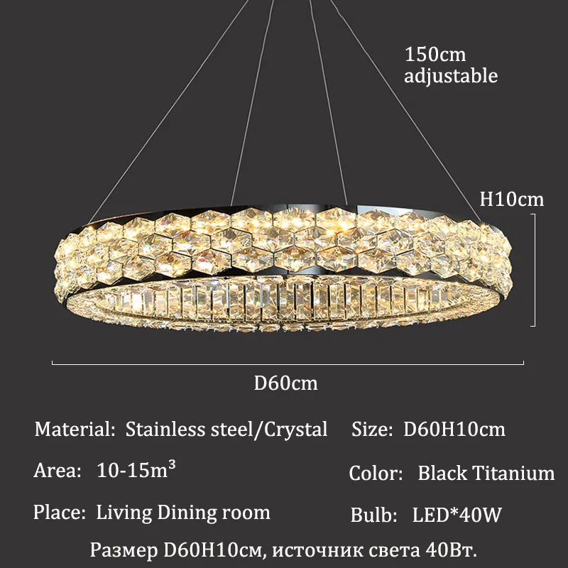 Afralia™ Nordic Crystal LED Pendant Light Chandelier for Luxury Living Room