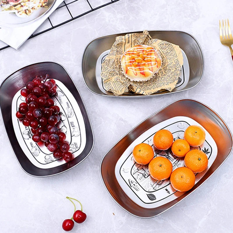 Afralia™ Christmas Fruit Tray Santa Claus Snowman Print Decorative Plate